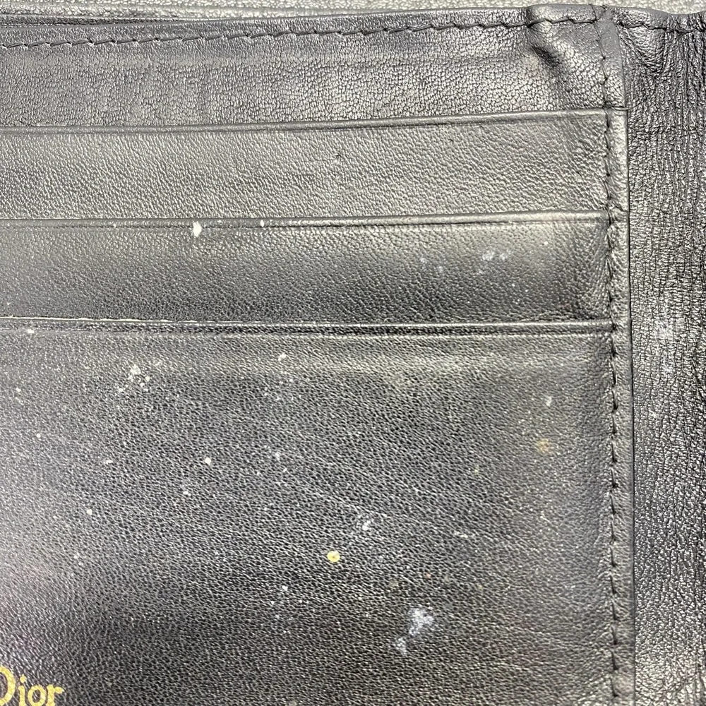 Christian Dior Wallet Mens Black Leather Bifold Credit Card Holder Logo Designer